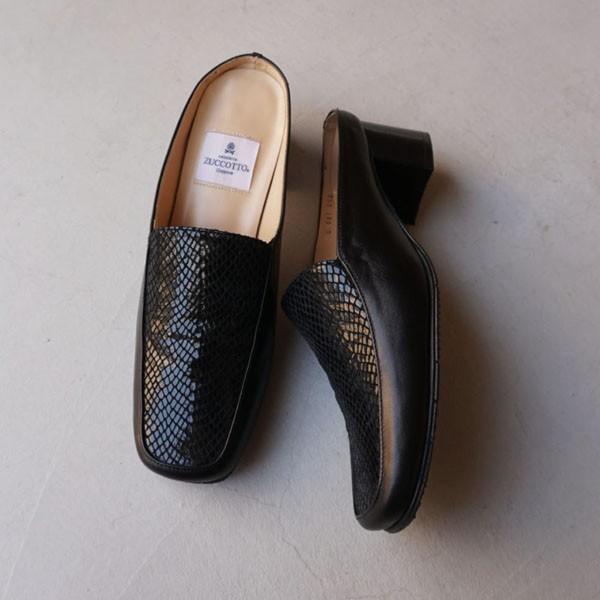 z-081p スクエアトゥローファーミュール／ブラック グレージュ – ZUCCOTTO