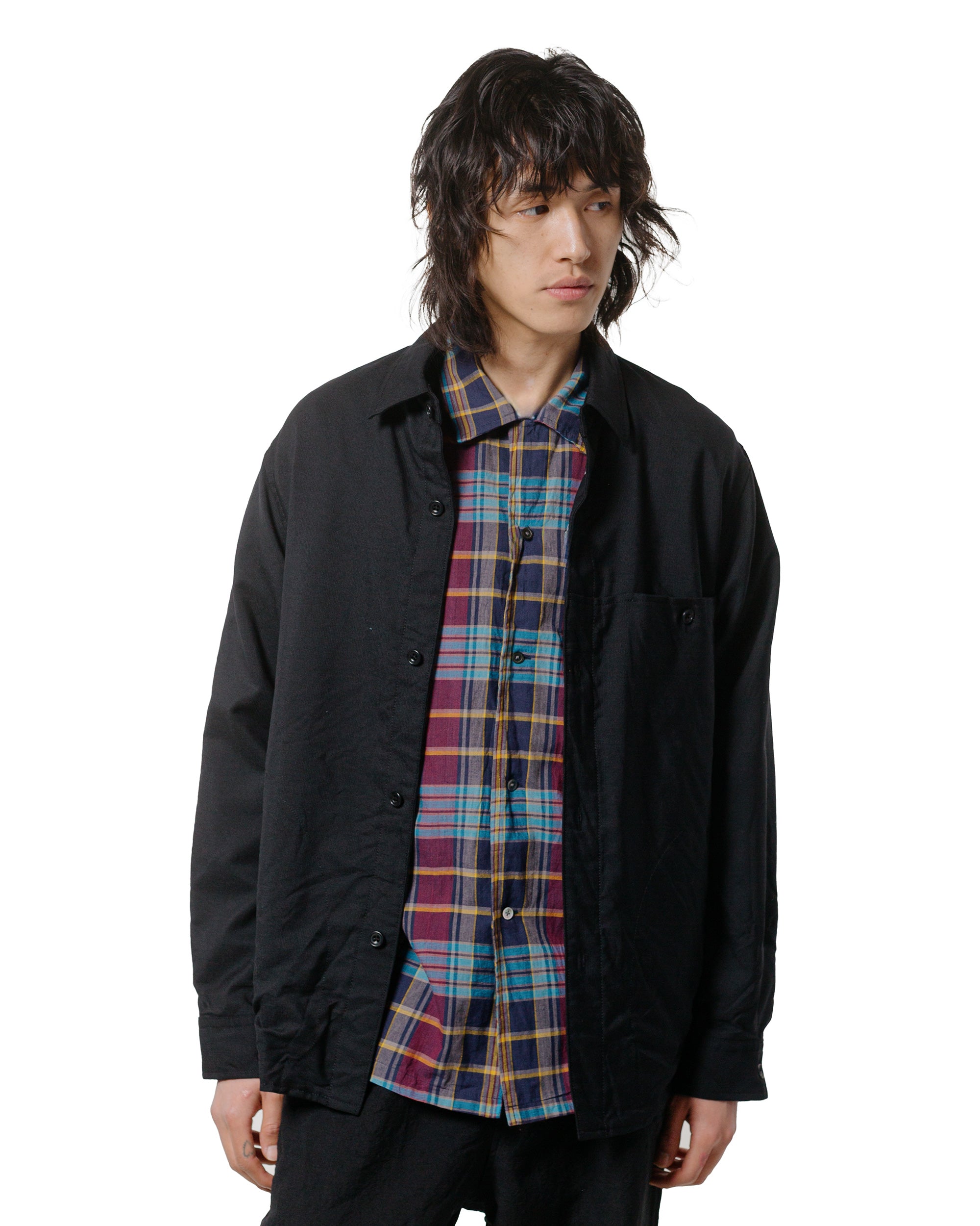 Sage de Cret Wool Hopsack Shirt Jacket Black