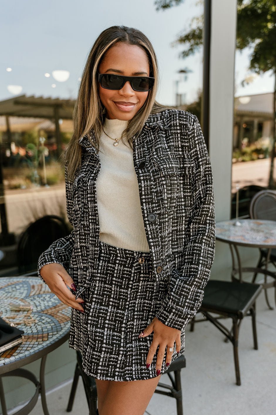 Polly Black & White Tweed Jacket - Lizard Thicket
