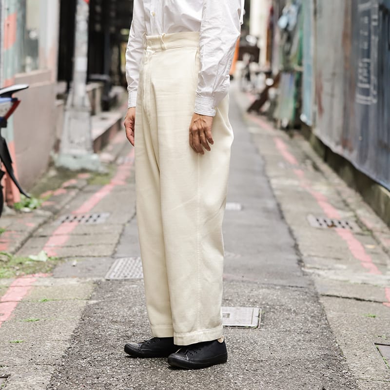 YOKO SAKAMOTO Classic Work Wide Trousers White