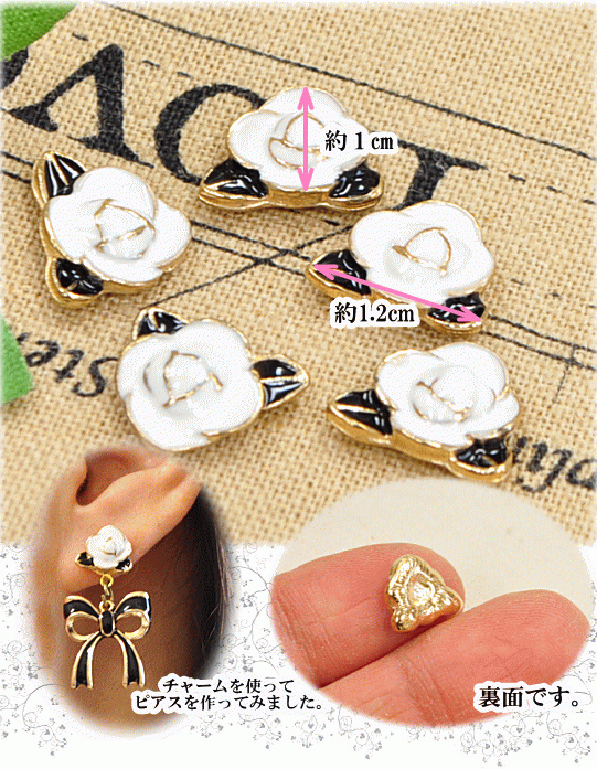 MY mama 薔薇のチャーム5個セット □ デコパーツ ピアス イヤリング