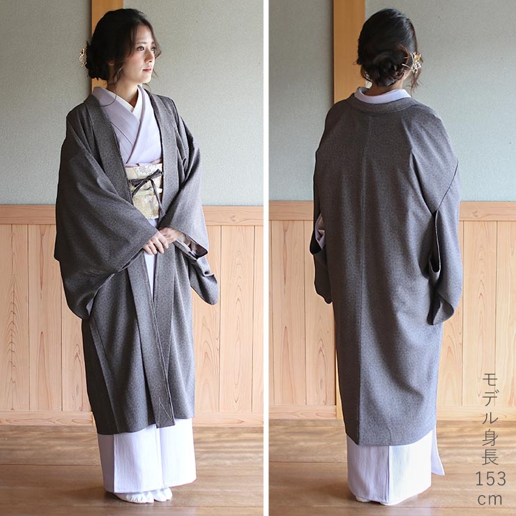 TORAY（東レ） 東レ素材 日本製 洗える 袷 江戸小紋 長羽織 縁重ね 黒