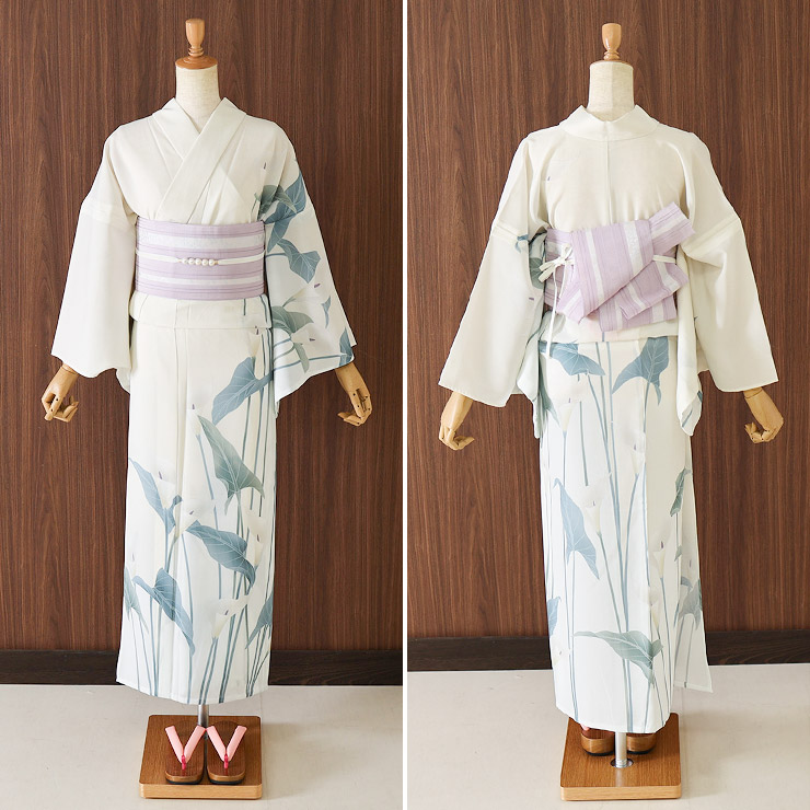 本場筑前「博多織」紗夏帯 - 献上柄 桜 (薄紫) 正絹 半幅帯 単衣帯