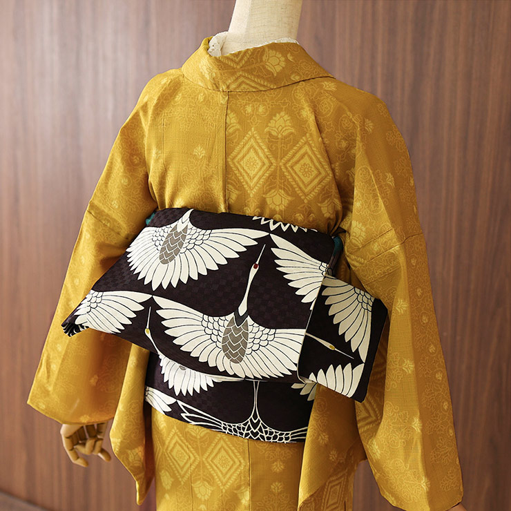 夏 きもの 洗える 着物 単衣 東レセオα トーチ マスタード 日本製