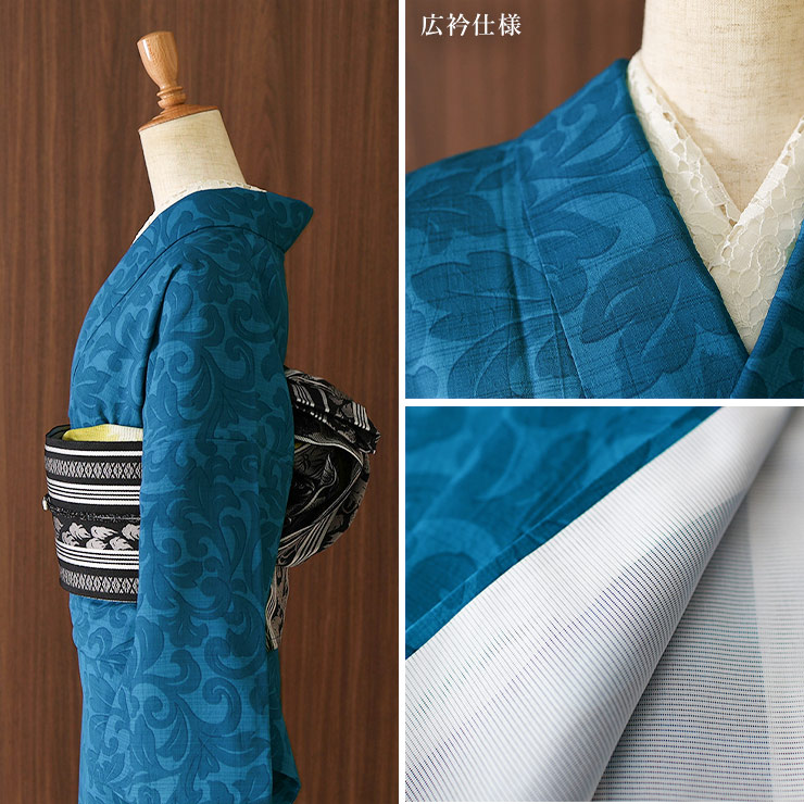 夏 きもの 洗える 着物 単衣 東レセオα 唐草更紗 日本製 JAPAN MODE