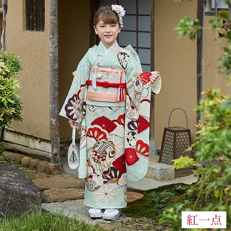 正絹 七五三 7歳 着物セット 女の子 水色 SP42 販売 フルセット 753