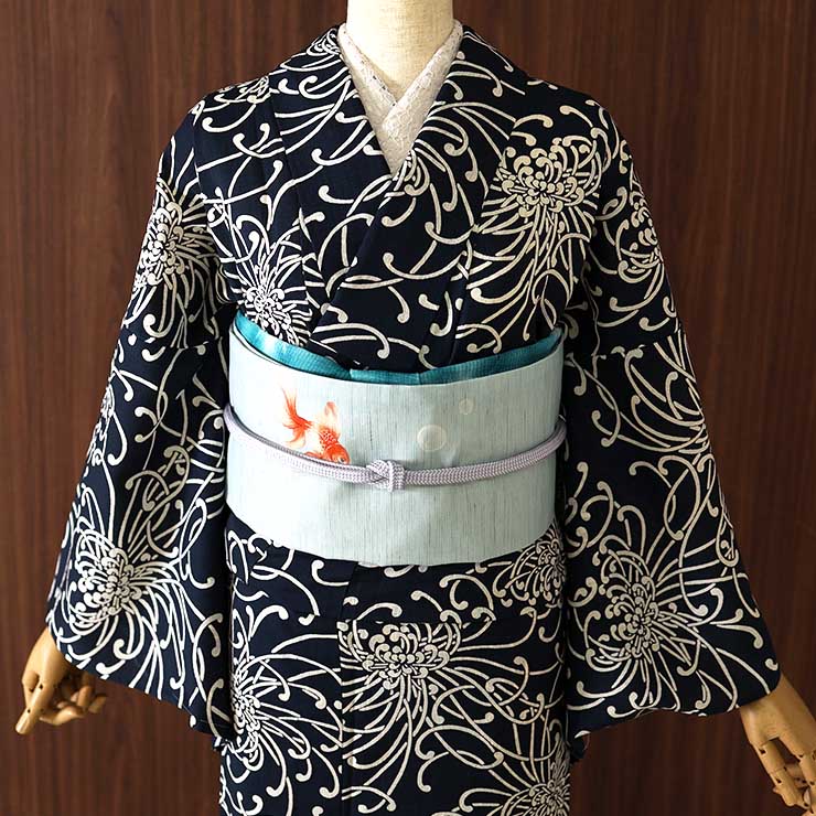 セオα] 浴衣 乱菊 (濃紺) ゆかた セオアルファ CEOα 仕立て上がり