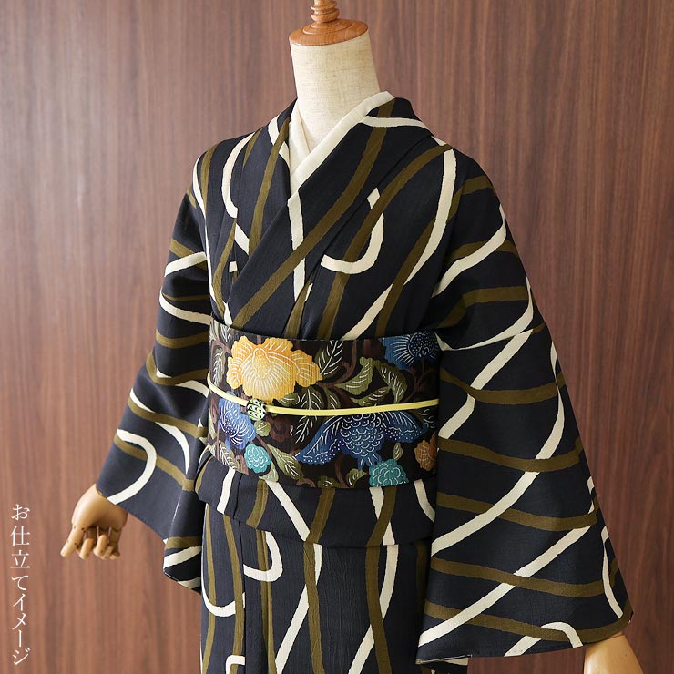 セオα] 浴衣 反物 絡み縞 洗える ゆかた 夏 きもの 月華美人 日本製