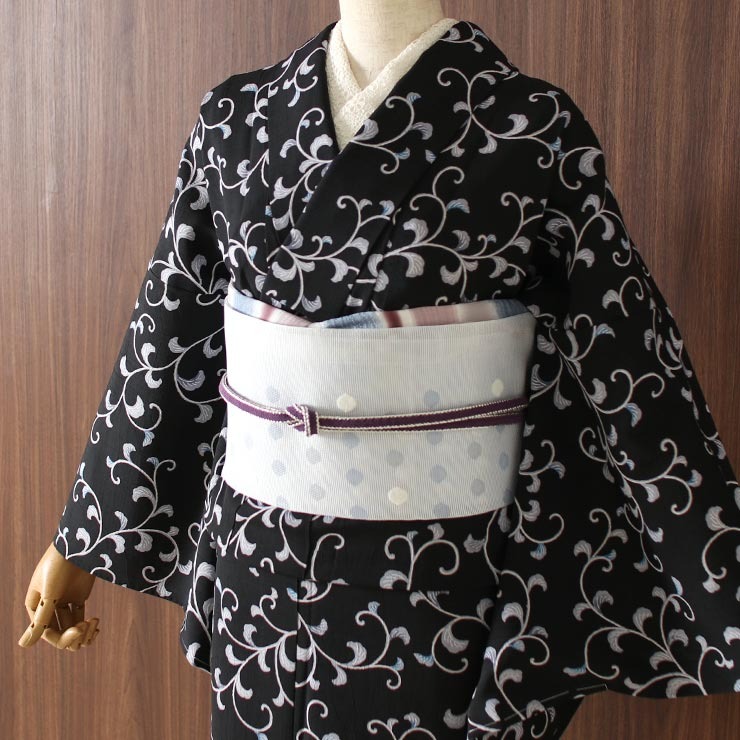 セオα] 浴衣 つる唐草(黒） ゆかた セオアルファ CEOα 仕立て上がり