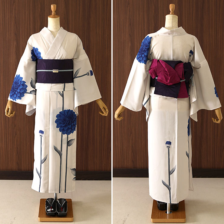 撫松庵 [ 洗える 浴衣 ] ダリア（ブルー 105-337-151-75）ゆかた バチ