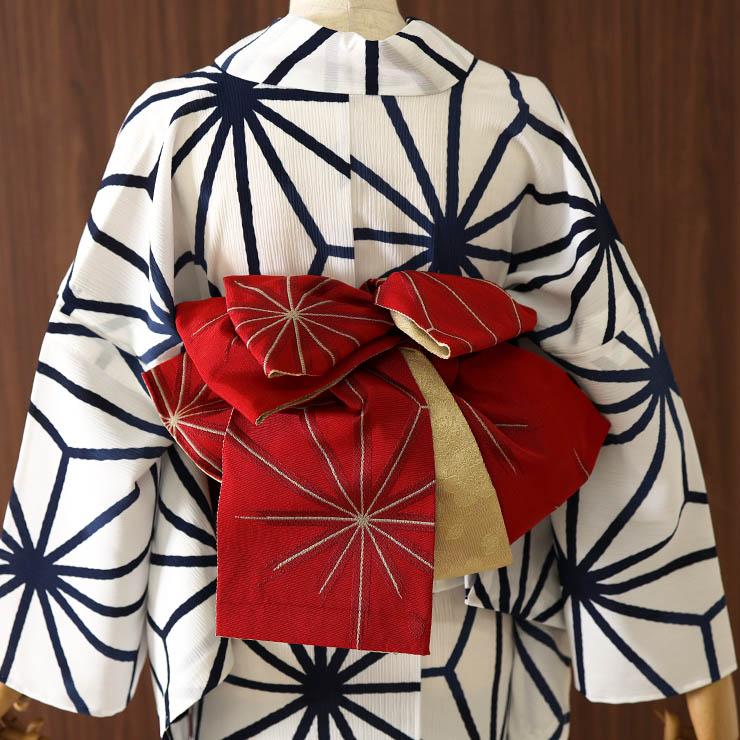 撫松庵 [ 洗える 浴衣 ] 楊柳 麻の葉（オフシロ 107-337-174-03