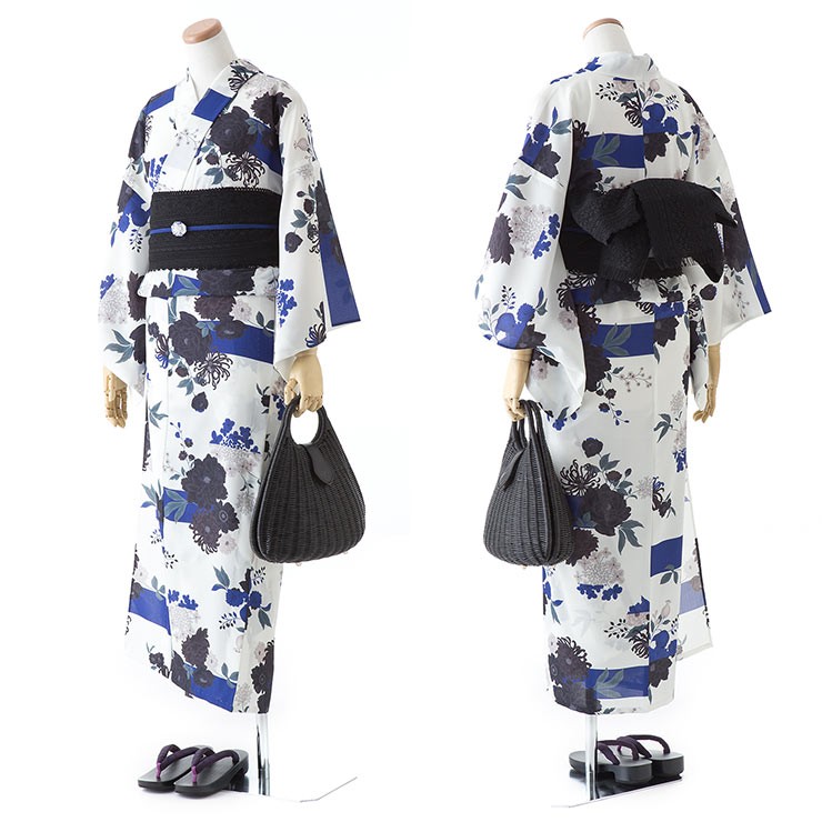 撫松庵 浴衣 仕立て上がり洗える浴衣 影花（ブルー 100-337-040-75