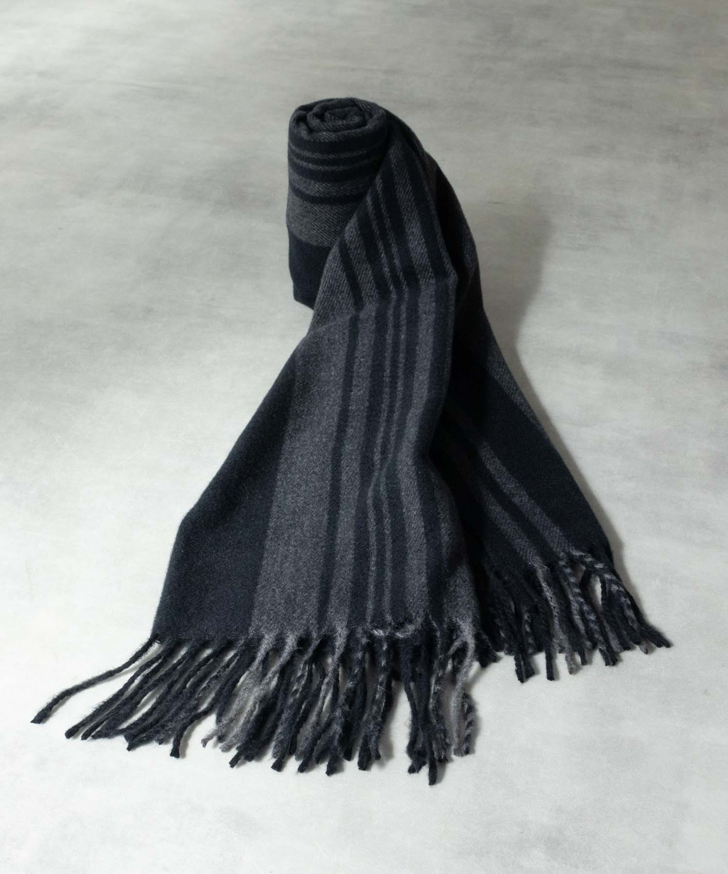 NAVY マフラー ストール メンズ 大判 暖かい ストライプ 無地 切替え