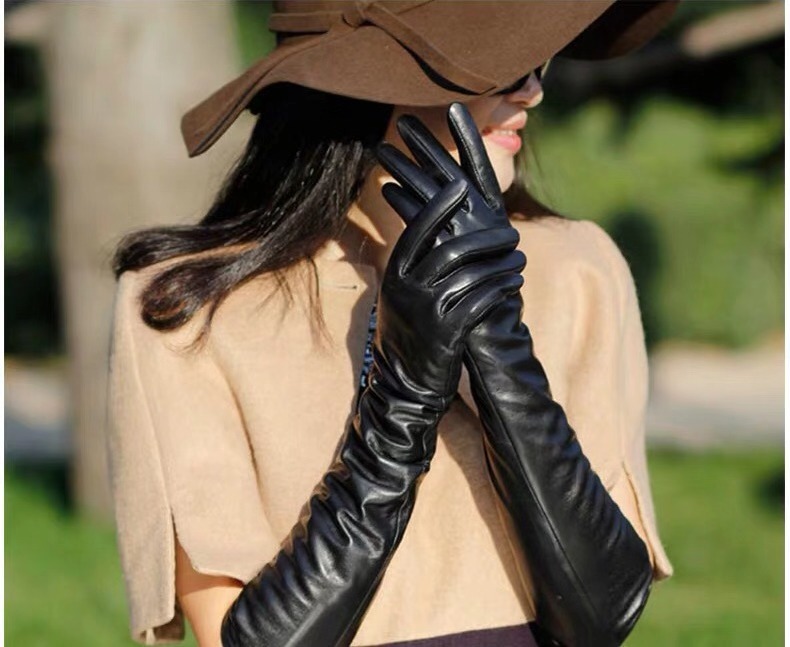 レザー 手袋 ロング 40cm 肘 防寒手袋 スマホ対応 グローブ スマホ操作