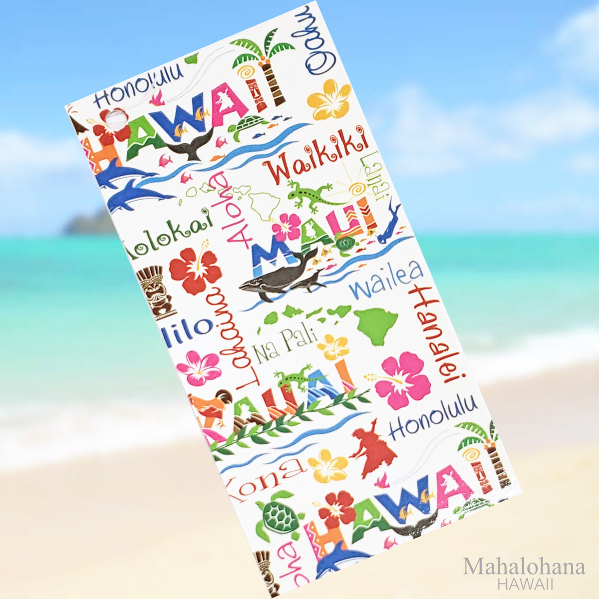 ビーチタオル・バスタオル｜ハワイ柄「アイランドトリップ」柔らかく
