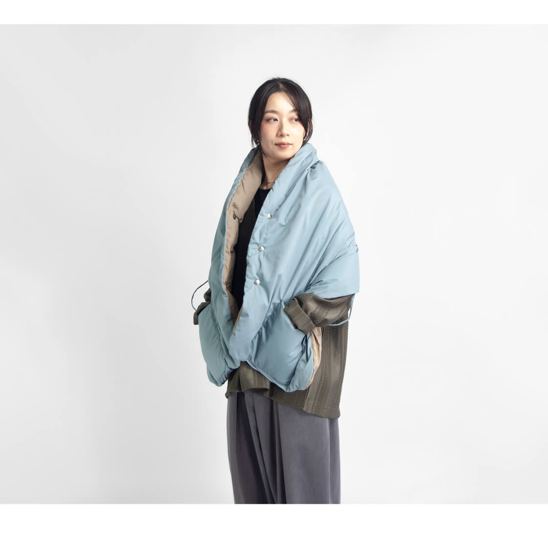 miffew（ミフュー） リバーシブルダウンケープ REVERSIBLE DOWN CAPE