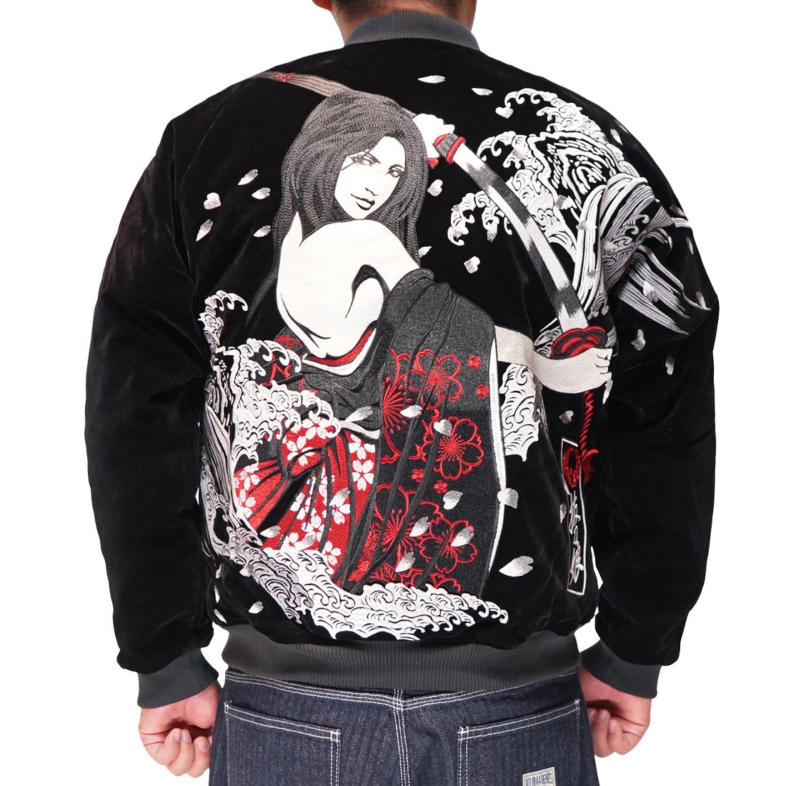 抜刀娘 バットウムスメ 絡繰魂 和柄 スカジャン メンズ 別珍 総刺繍 結