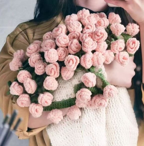 花束ブランケット 完成品ブーケブランケット マジックフラワー かぎ針