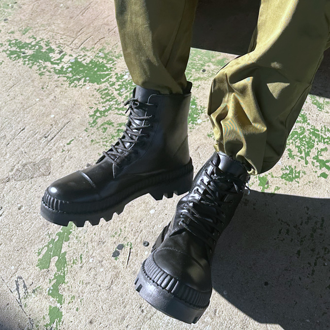 ミリタリーブーツ メンズ 厚底ブーツ サイドジップ レザーブーツ