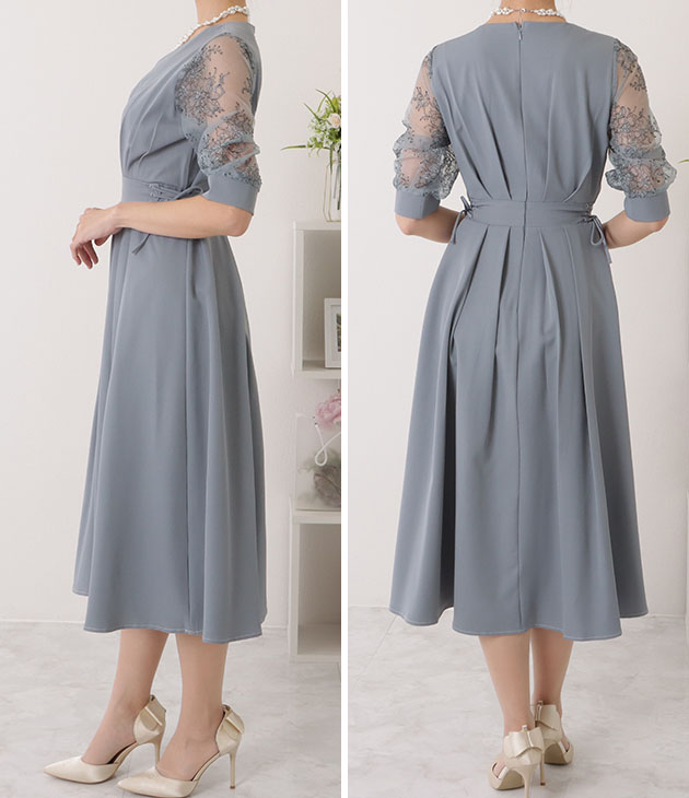 Lace Ladies（レースレディース） 花柄 レース サイド リボン Vネック