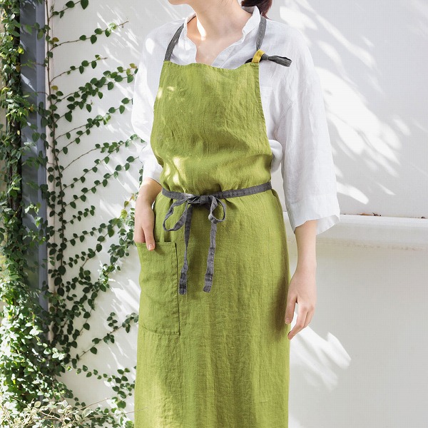Lino e Lina（リーノエリーナ） フルエプロン マノン ライムグリーン