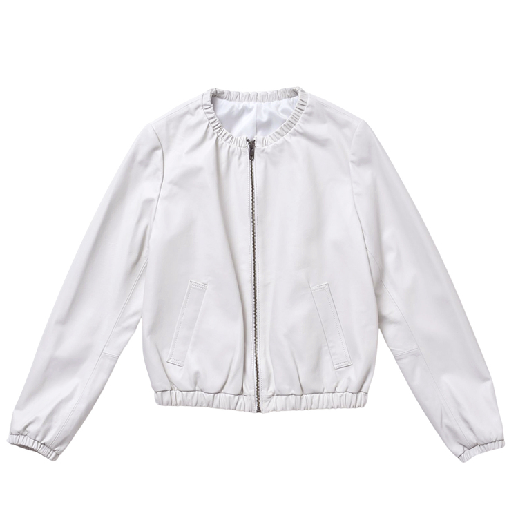 MGSABLE 本革 ジャケット レディース ラムレザー ノーカラー ブルゾン