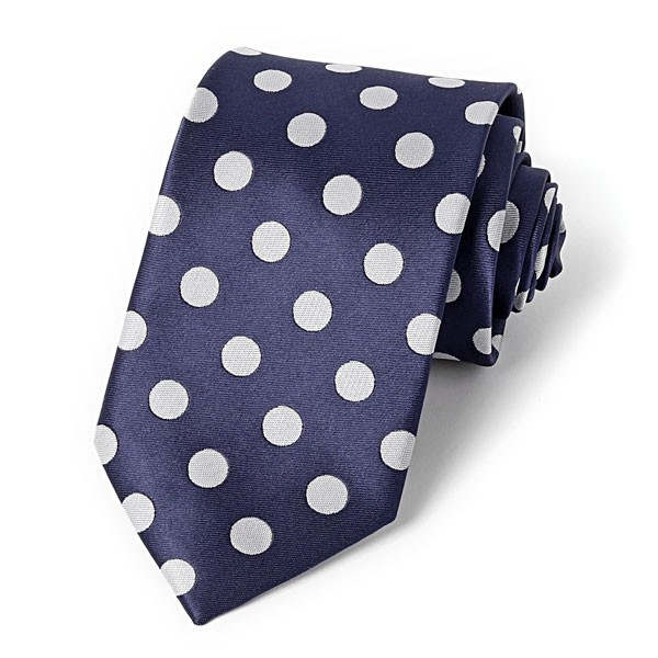 ネクタイ おしゃれ 大玉ドット柄 黒 水玉 ネイビー 紺 ビジネス