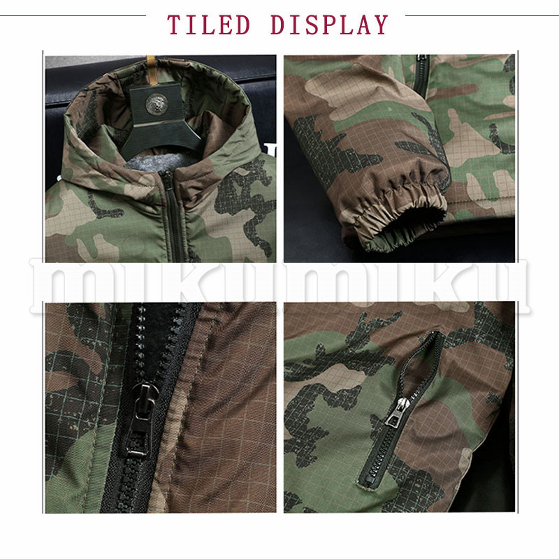 中綿コート 迷彩柄 ショート丈 ダウンジャケット メンズ