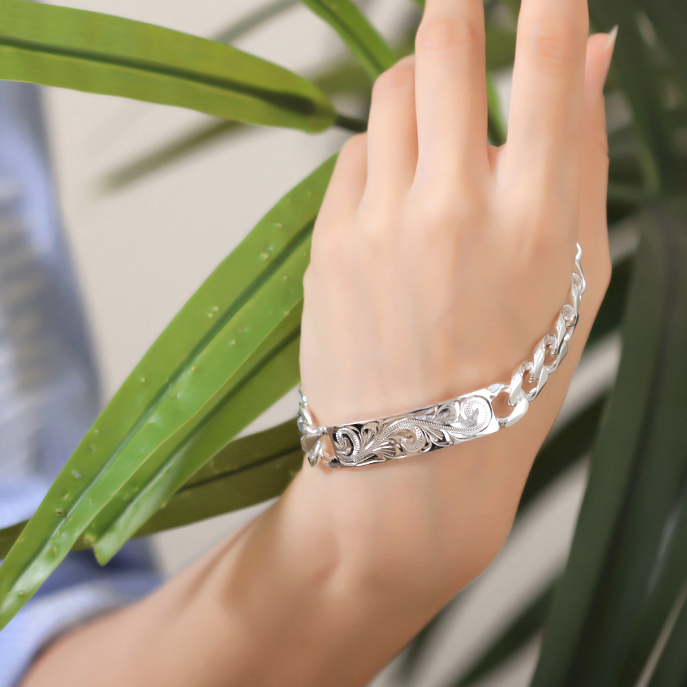 ハワイアンジュエリー ブレスレット 刻印無料 誕生石入れ可 メンズ