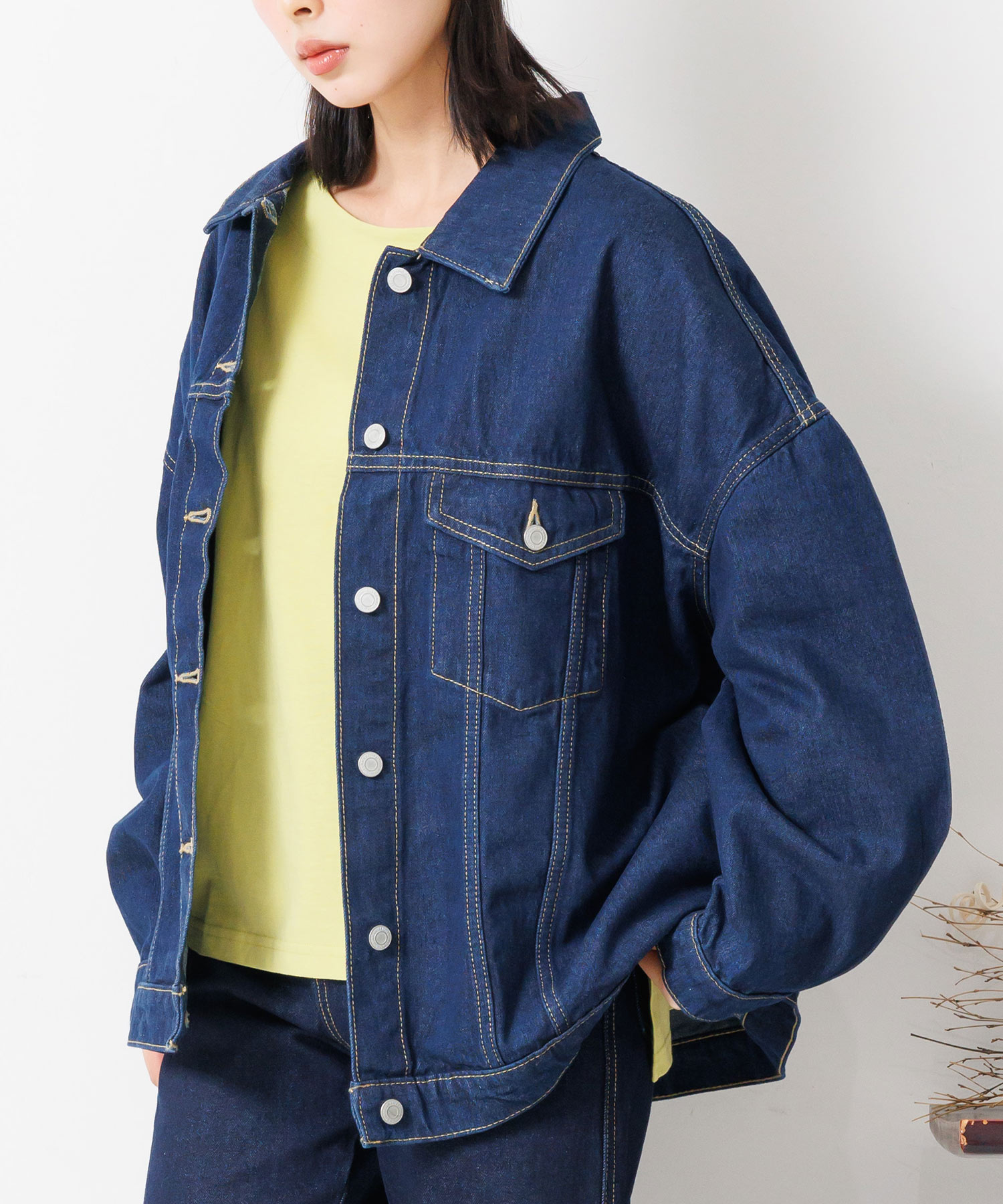 775326F)ビッグシルエットジャケット レディース 前開き トップス