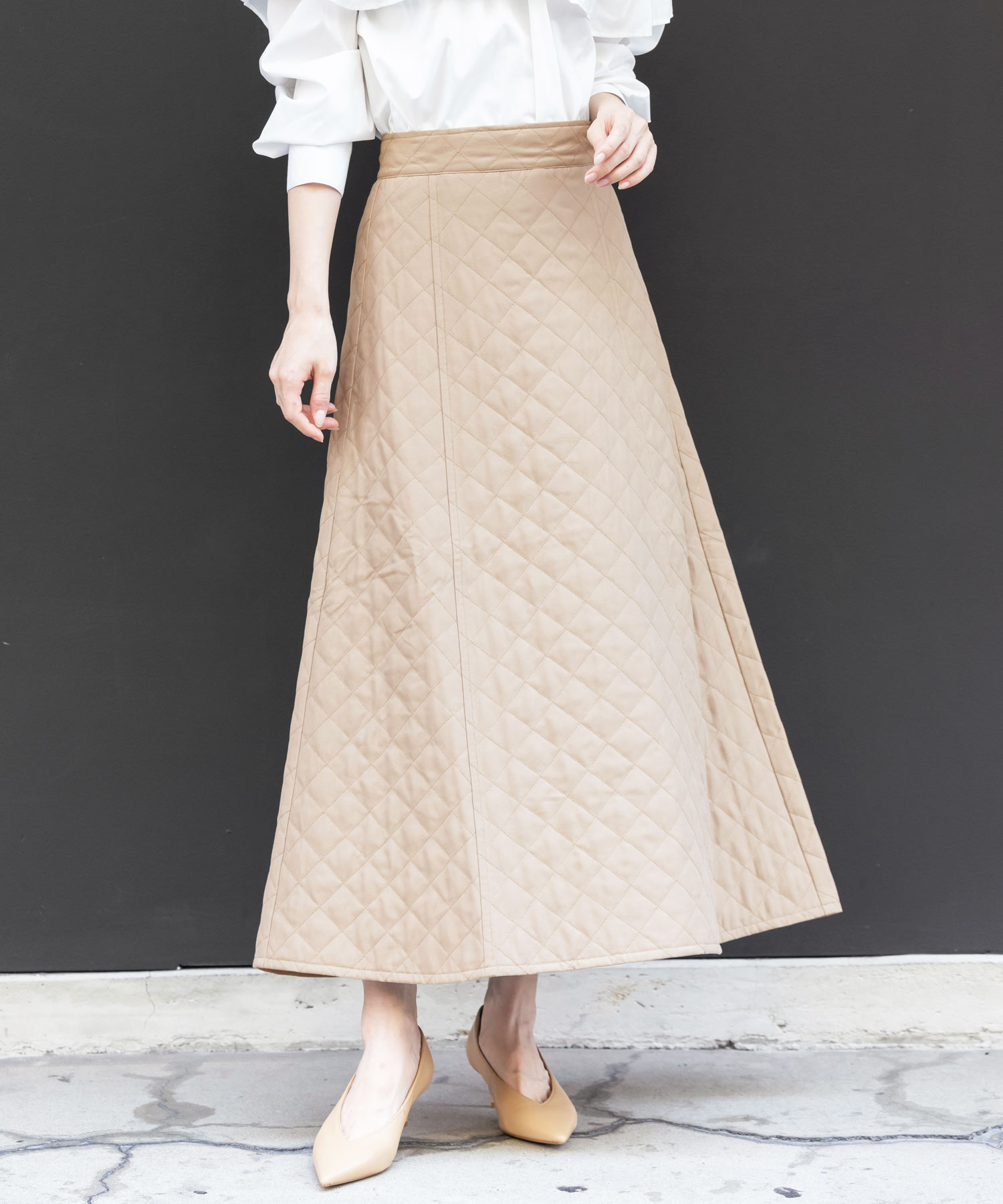キルティングフレアスカート レディース ロングスカート ボトムス