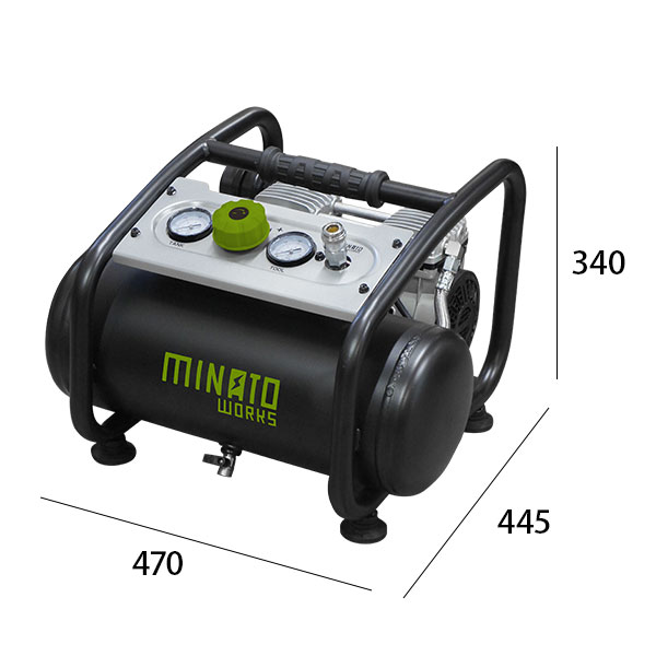 ミナト 静音オイルレス型エアーコンプレッサー CP-12Si (100V/タンク