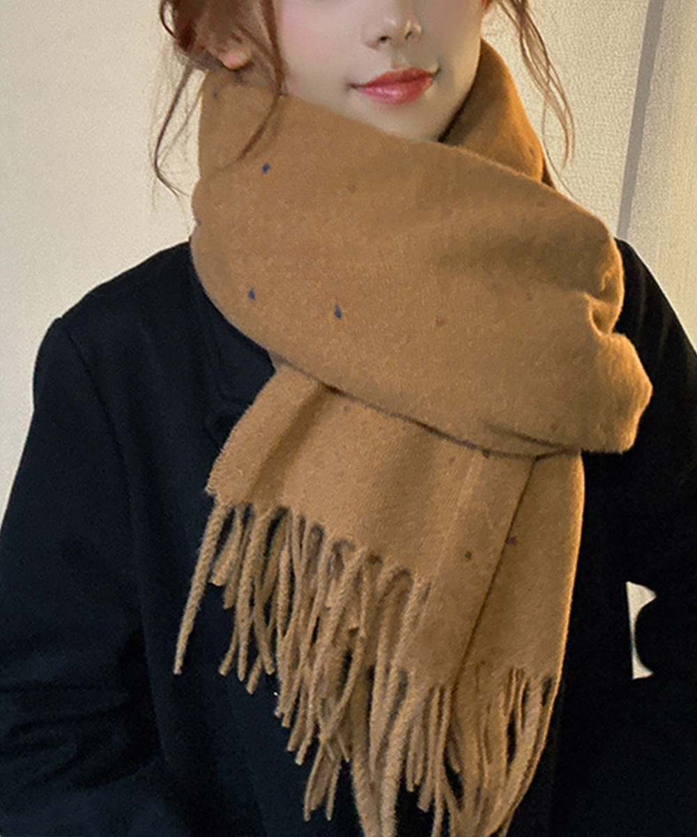 miniministore（ミニミニストア） ドット柄 大判マフラーフリンジ