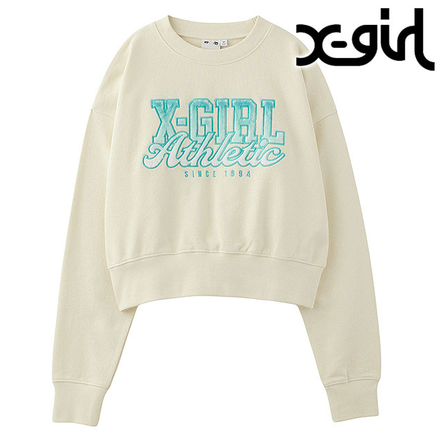 X-girl（エックスガール） フェイクファーロゴ コンパクトスウェット