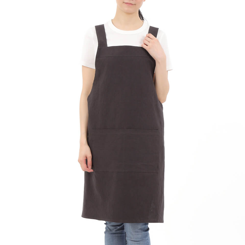 エプロン かぶるだけ 楽ちん クロスショートエプロン 日本製 ママ