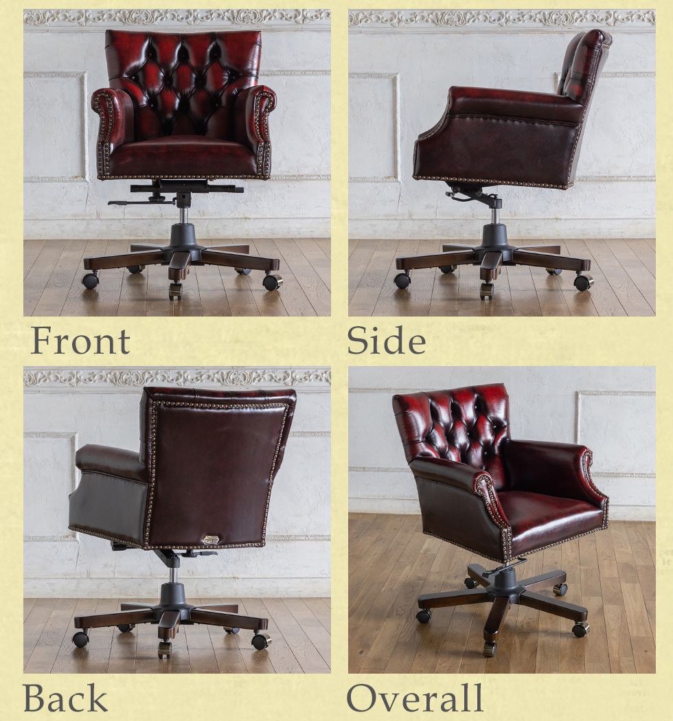 ヴィンセントシリーズ オフィスチェア アンティークレッドレザー(本革