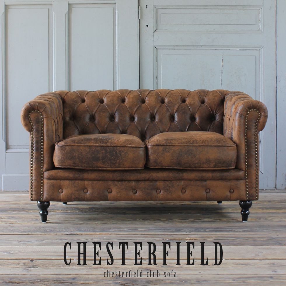 チェスターフィールド ソファ 鋲打ち 英国風 2p アンティーク