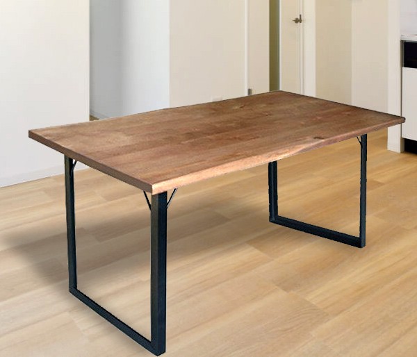 ダイニングテーブル 食卓テーブル 150cm 一枚板風 アイアン脚 木製