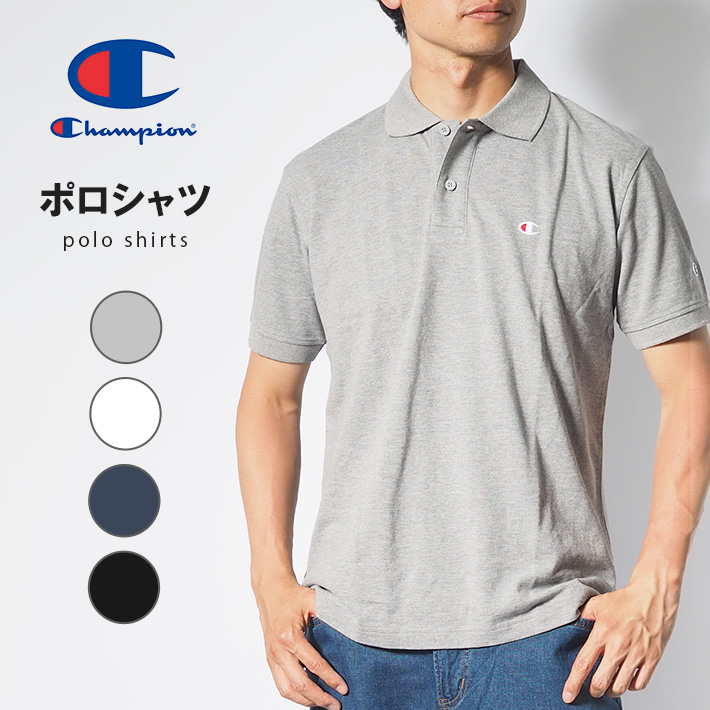 Champion（チャンピオン） ポロシャツ 半袖 鹿の子 ワンポイントロゴ