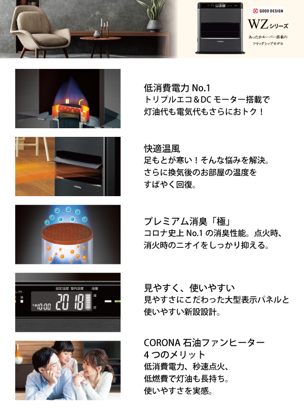 CORONA（コロナ） 石油ファンヒーター 10畳用 WZシリーズ FH-CWZ36BYF