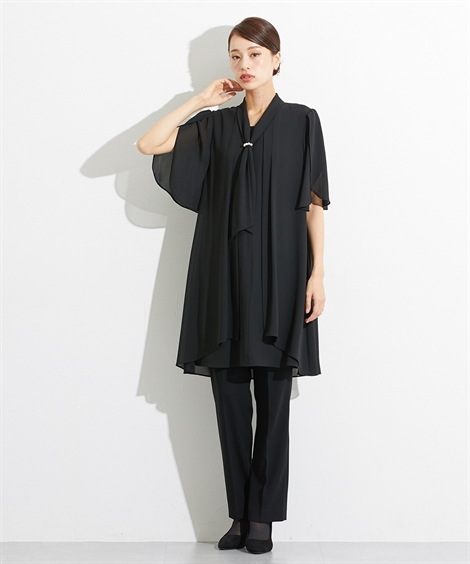 喪服 レディース 礼服 ブラックフォーマル パンツスーツ アンサンブル