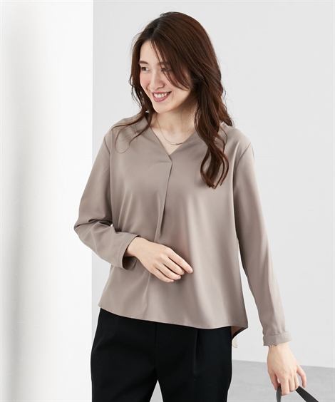 ニッセン（nissen） トップス Vネック ブラウス レディース とろみ