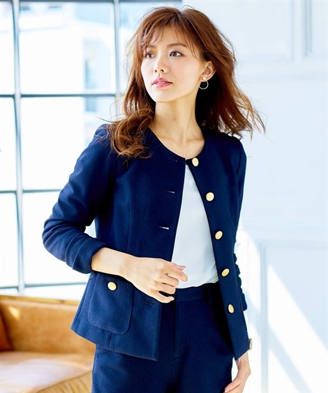 ニッセン（nissen） スーツ レディース SOBODY ツイード調 ジャージ 金