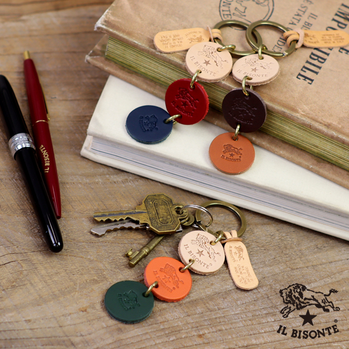 IL BISONTE（イルビゾンテ） キーホルダー 三色サークルレザー