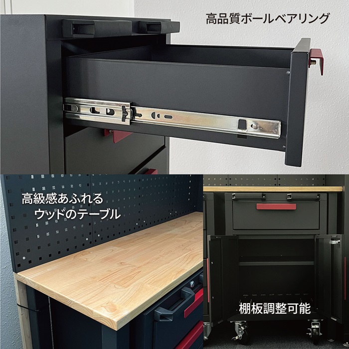 REX ガレージキャビネット ブラック KN206101 収納 整備 工具 組立式