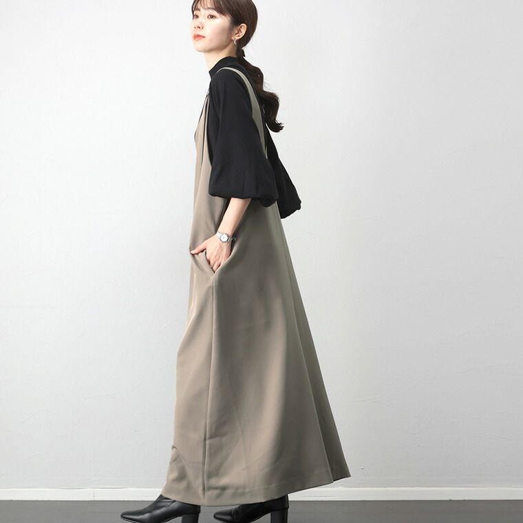 Aletta vita サロペット オールインワン 両V ショルダーベルト フレア