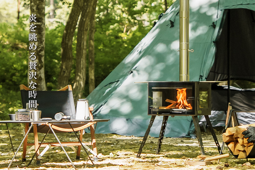 薪ストーブ キャンプ ウッドストーブ 3面 ワイド ガラス Mt.SUMI