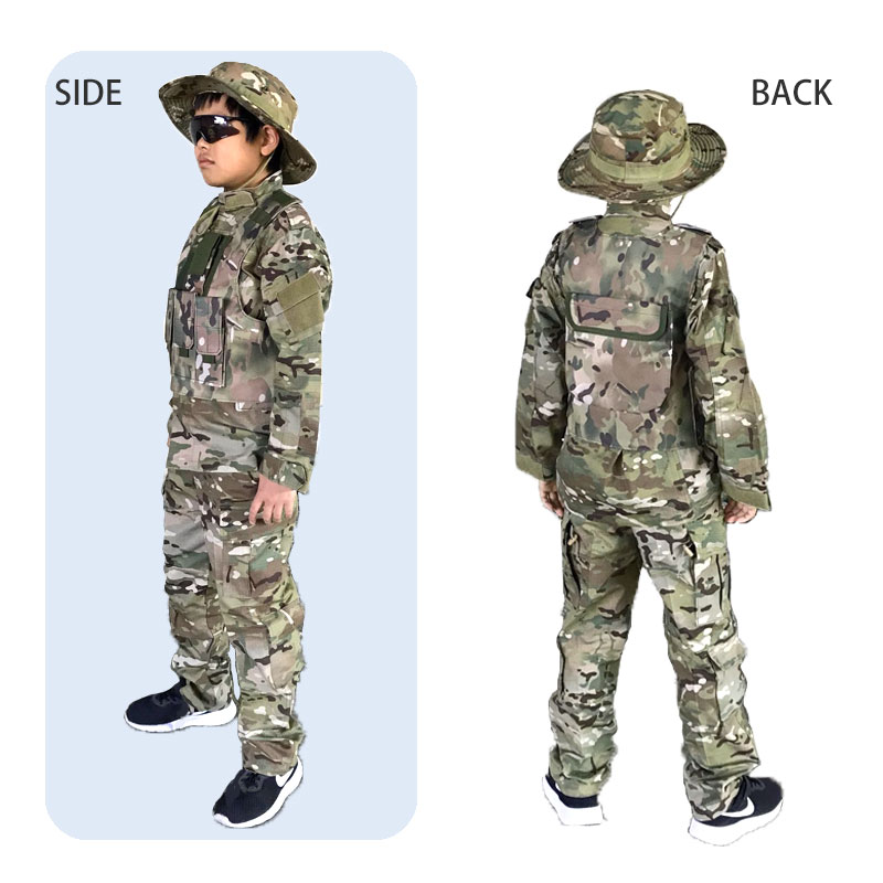 特価品 選べる帽子 キッズ迷彩服セット 5点入り マルチカム 130 140