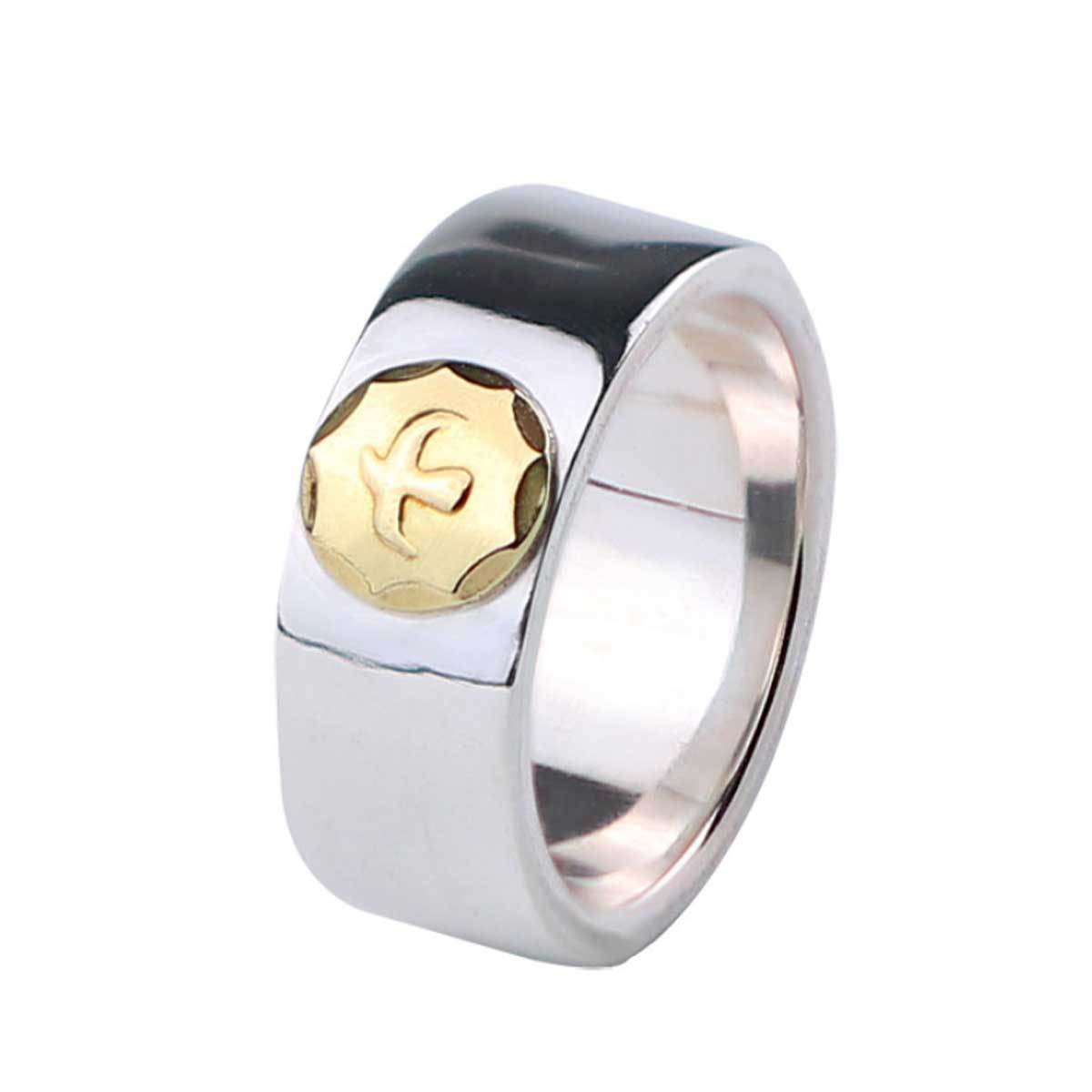 18金平打ちリング（イーグル） 18金 シルバーリング メンズリング