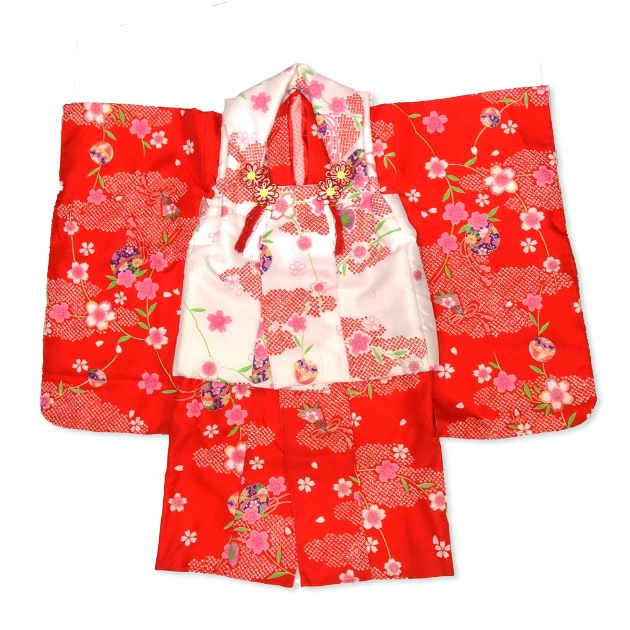 七五三 着物セット 3歳 女の子 女児 日本製 被布コート 草履 巾着 髪